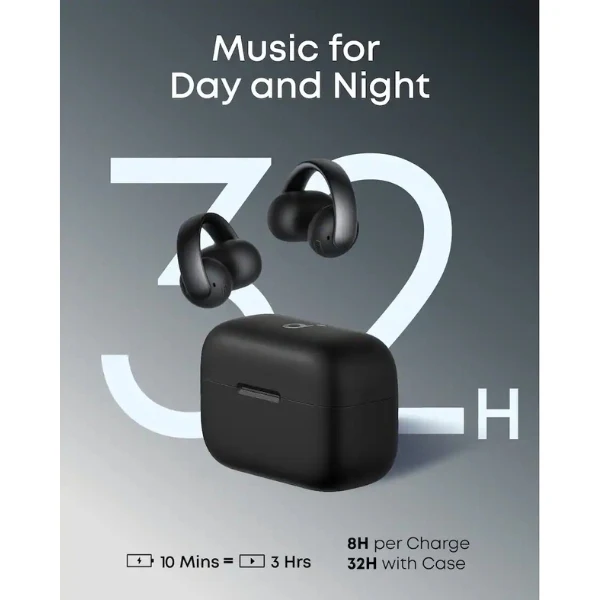 Audífonos Soundcore AeroClip True Wireless Bluetooth Open-Ear Clip-On IP55 - Negro