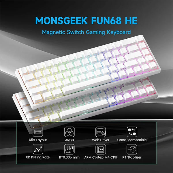 MonsGeek FUN68 HE White (Magnetic Switch)