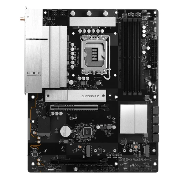 Tarjeta Madre ASRock B860 Rock WiFi - ATX - Socket LGA1851 - DDR5 - PCIe 5.0 - 3x M.2 - WiFi 7 - HDMI