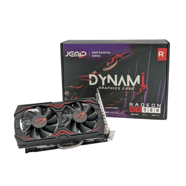 Tarjeta de Video JEMIP Gaming Dynami AMD Radeon RX580 - 8GB GDDR5 - 256 Bit - HDMI/DisplayPort/DVI - Negro