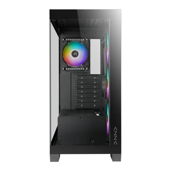 Case AZZA Cove ATX Mid Tower - Vidrio Templado 270° - 4 Ventiladores ARGB - USB-C - Negro