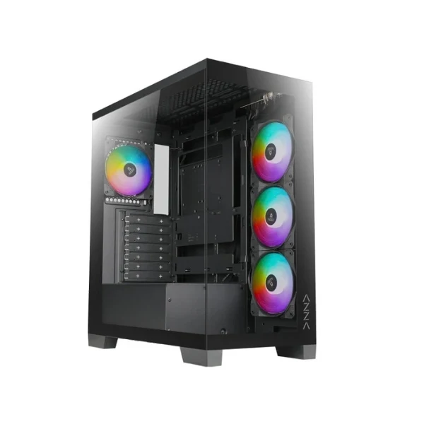 Case GAMDIAS Gaming AURA GC7 ARGB Mid Tower - 3 Ventiladores ARGB - Vidrio Templado - Fuente 550W - Negro