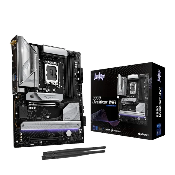 Tarjeta Madre ASRock B860 LiveMixer WiFi - ATX - Socket LGA1851 - DDR5 8666+ - PCIe 5.0 - 3x M.2 - Thunderbolt 4 - WiFi 6E