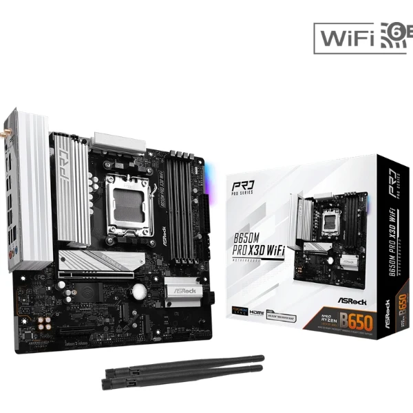 Tarjeta Madre ASRock B650M Pro X3D WiFi - AMD AM5 - DDR5 - WiFi 6E - Micro ATX