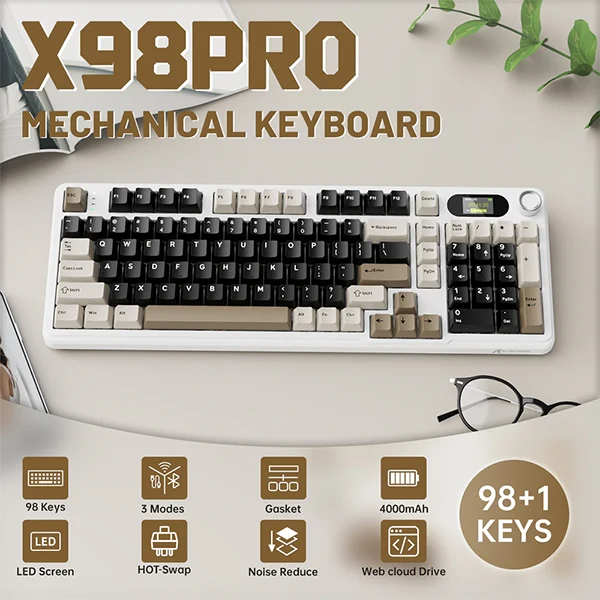 ATTACK SHARK X98 PRO Wireless Blueberry Switch (Cheese White)