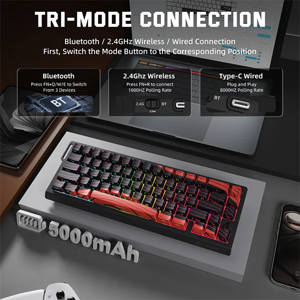 ATTACK SHARK X68 PRO HE Wireless Magnetic Switch (Red Contours)