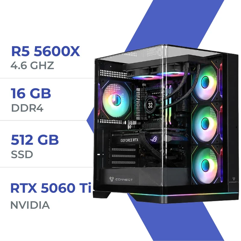 PC Gamer Techspace Ryzen 5 5600X/512GB SSD/16GB/RTX 5060Ti 16GB