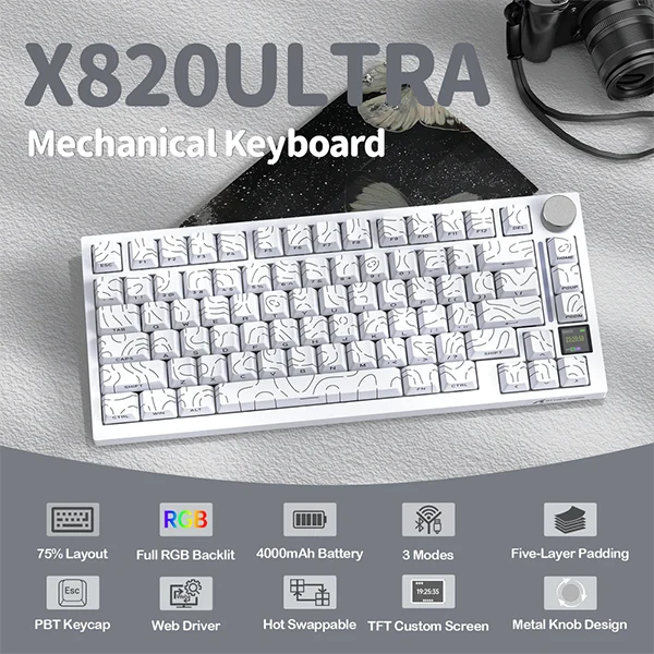 ATTACK SHARK X820 Ultra Shark Switch (White Contours)