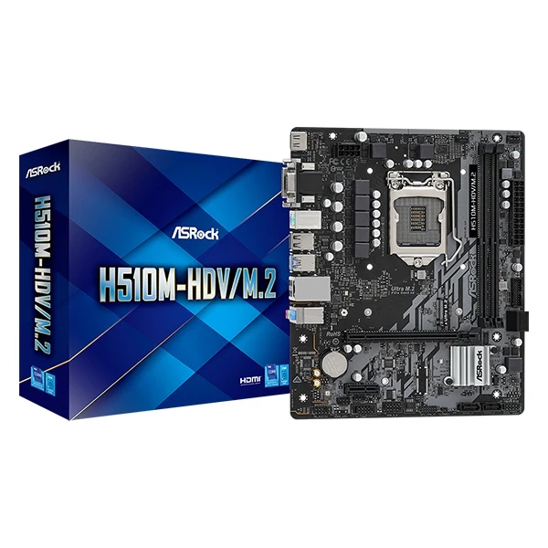 Tarjeta Madre ASRock H510M-HDV Micro ATX - Socket LGA1200 - DDR4 - HDMI/DVI/D-Sub - 90-MXBM00-A0UAYZ