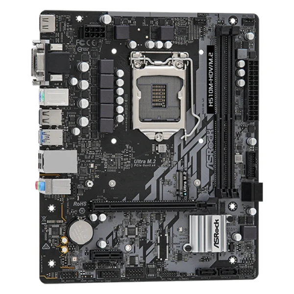 Tarjeta Madre ASRock H510M-HDV Micro ATX - Socket LGA1200 - DDR4 - HDMI/DVI/D-Sub - 90-MXBM00-A0UAYZ