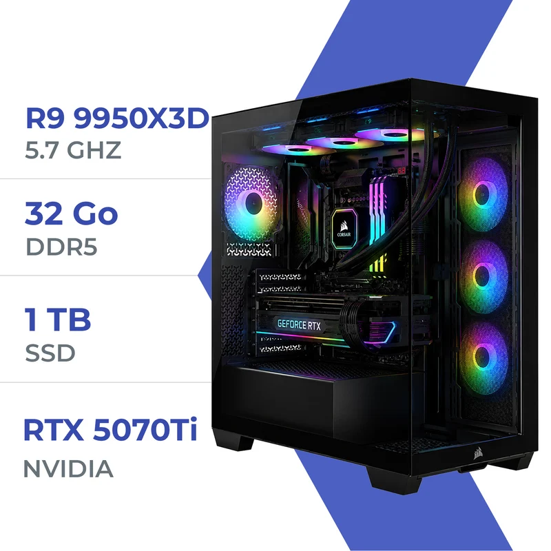 PC Gamer Techspace Ryzen 9 9950X3D/1TB SSD/32GB/RTX 5070Ti
