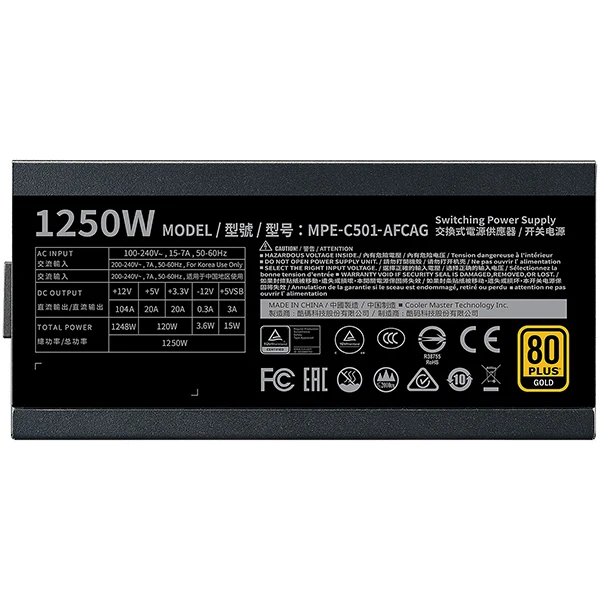 Cooler Master MWE Gold 1250 Full Modular V2 ATX 3.1 80PLUS GOLD 1250W