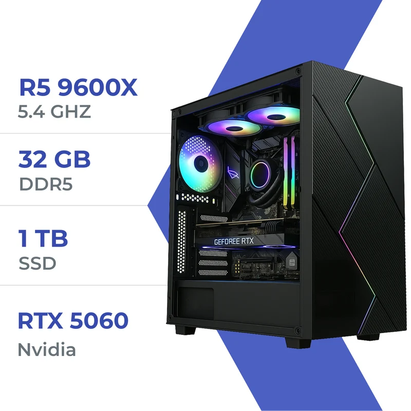 PC Gamer Techspace R5 9600X/1TB SSD/32GB/RTX 5060