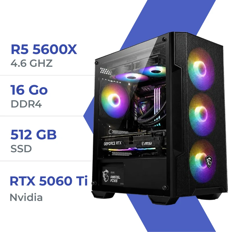 PC Gamer Techspace Ryzen 5 5600X/512GB SSD/16GB/RTX 5060Ti 8GB