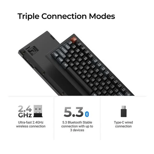 Teclado Keychron V5 Ultra 8K Mecánico Inalámbrico 96% - Negro