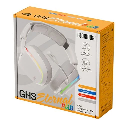 Audífonos Glorious GHS Eternal RGB Cableado Gaming Blanco