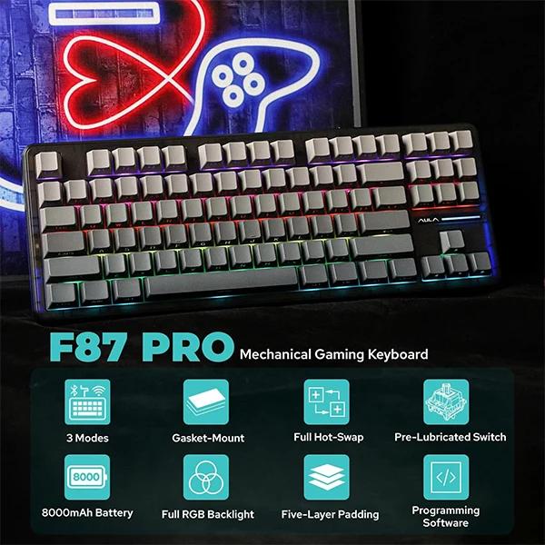 AULA F87 PRO Gradient Gray (Graywood V4 Switch)