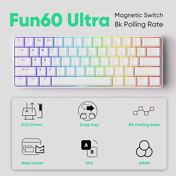MonsGeek FUN60 Pro white (Magnetic Switch)