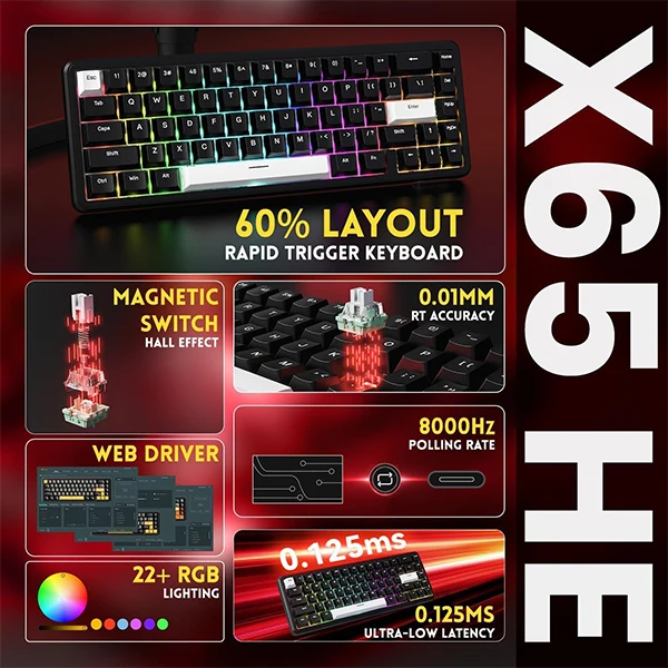 ATTACK SHARK X65 HE Black (Magnetic Switch)
