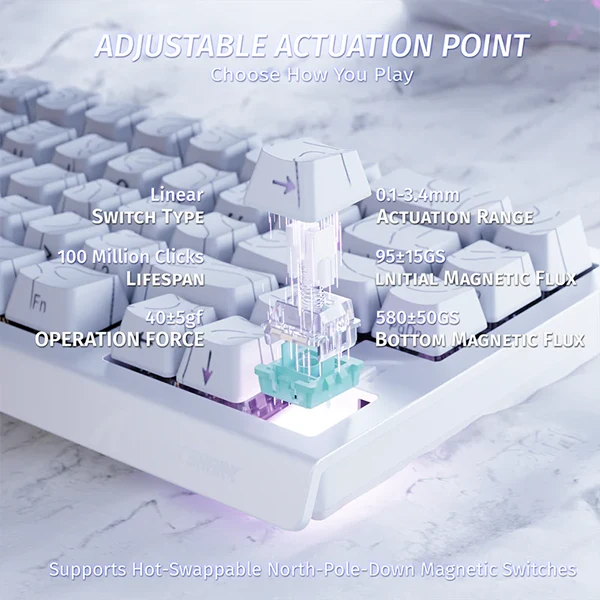 ATTACK SHARK X68 HE White Contour (Magnetic Switch)