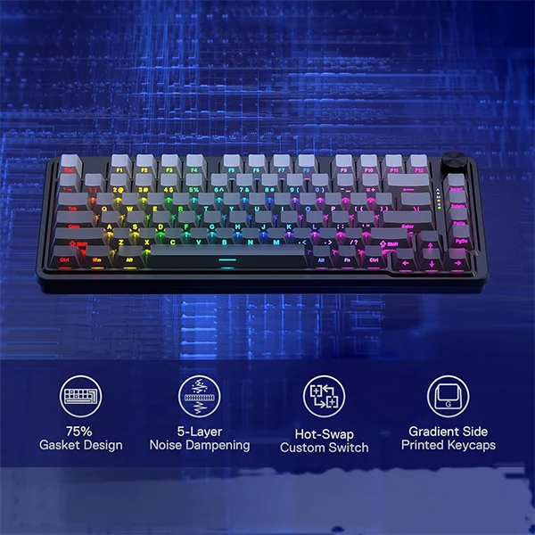Redragon K673 PRO 75% Wireless RGB (Concrete Jungle)