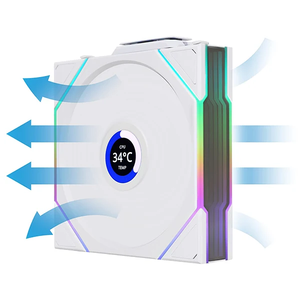 Lian Li Uni Fan TL-LCD 120 Wireless Reverse Blanc (Pack de 3)