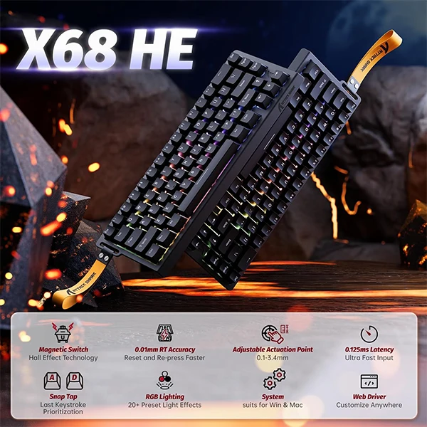 ATTACK SHARK X68 HE BLACK (Magnetic Switch)