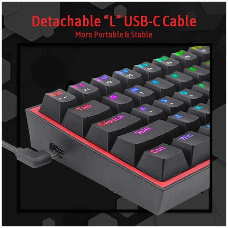 Redragon K617 Fizz 60% RGB Red Switches (Black)