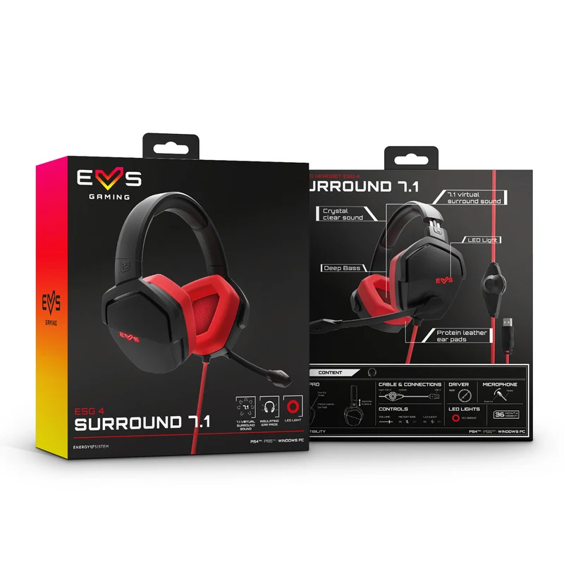 Energy Sistem Casque ESG 4 Surround 7.1 (Rouge)