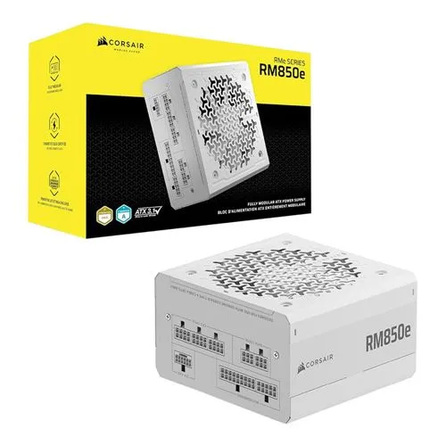 Fuente de Poder Corsair RM850e - 850W - Cybenetics Platinum - Full Modular - ATX (Blanca)