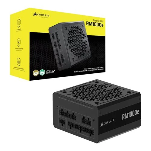 Fuente de Poder Corsair RM1000e - 1000W - Cybenetics Platinum - Full Modular - ATX (Negra)