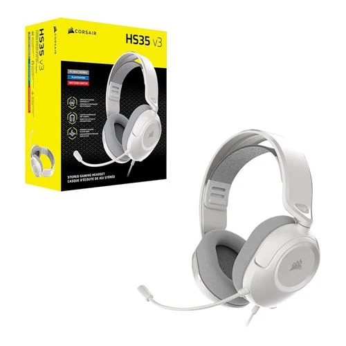 Audífonos Corsair HS35 v3 Cableado Gaming Blanco