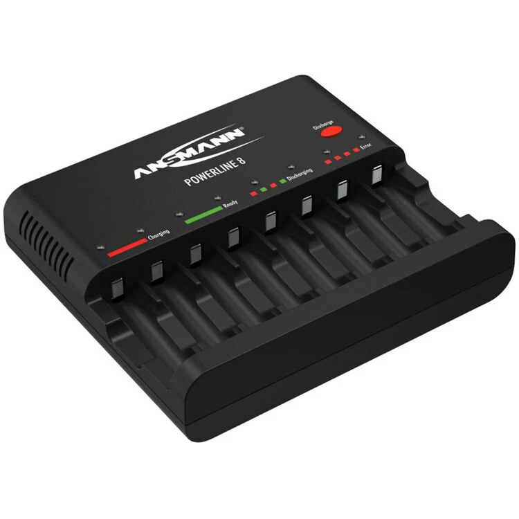 Cargador Ansmann Powerline 8 bahías para AA / AAA NiMH recargables (Negro)