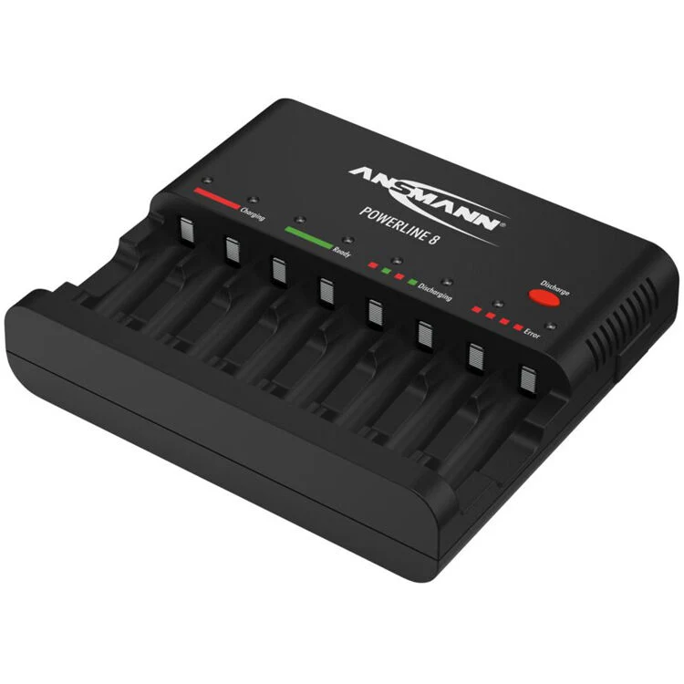 Cargador Ansmann Powerline 8 bahías para AA / AAA NiMH recargables (Negro)