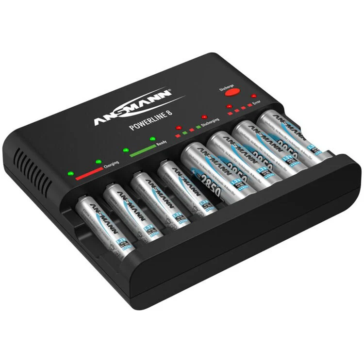 Cargador Ansmann Powerline 8 bahías para AA / AAA NiMH recargables (Negro)