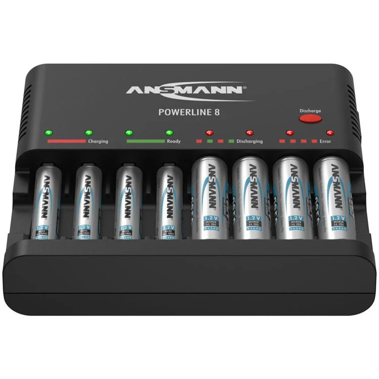 Cargador Ansmann Powerline 8 bahías para AA / AAA NiMH recargables (Negro)