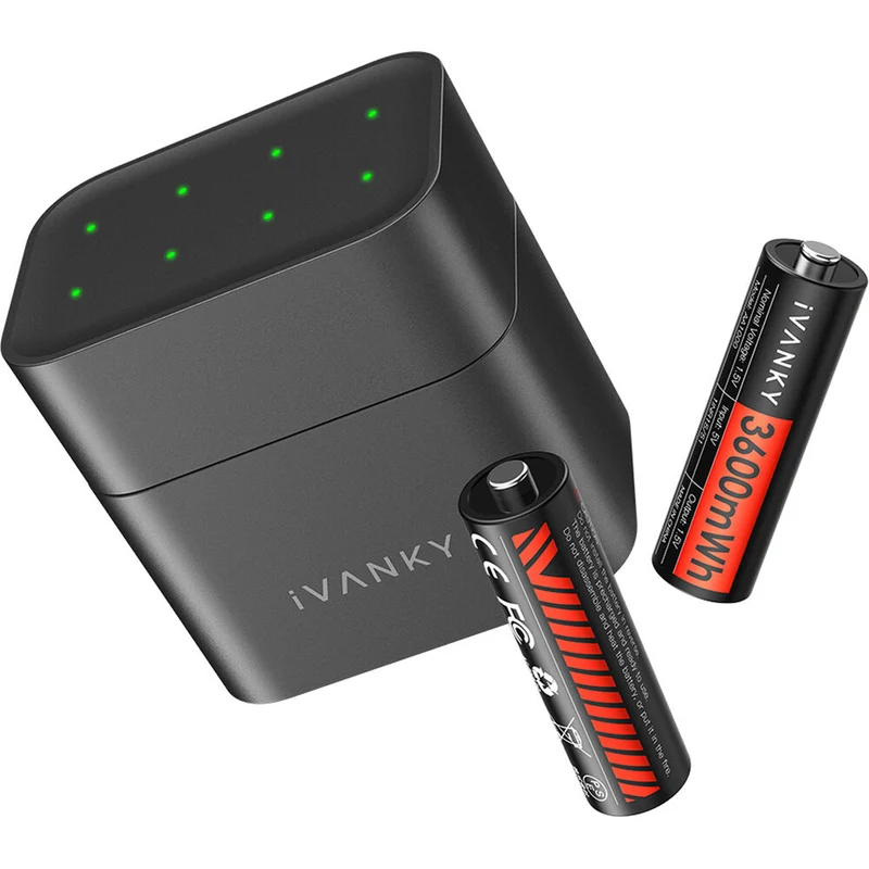 Cargador iVANKY Portable Charging Case con 8-Pack AA recargables Lithium-Ion