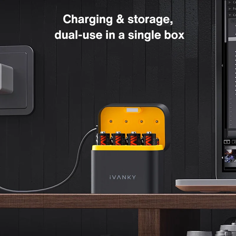 Cargador iVANKY Portable Charging Case con 8-Pack AA recargables Lithium-Ion