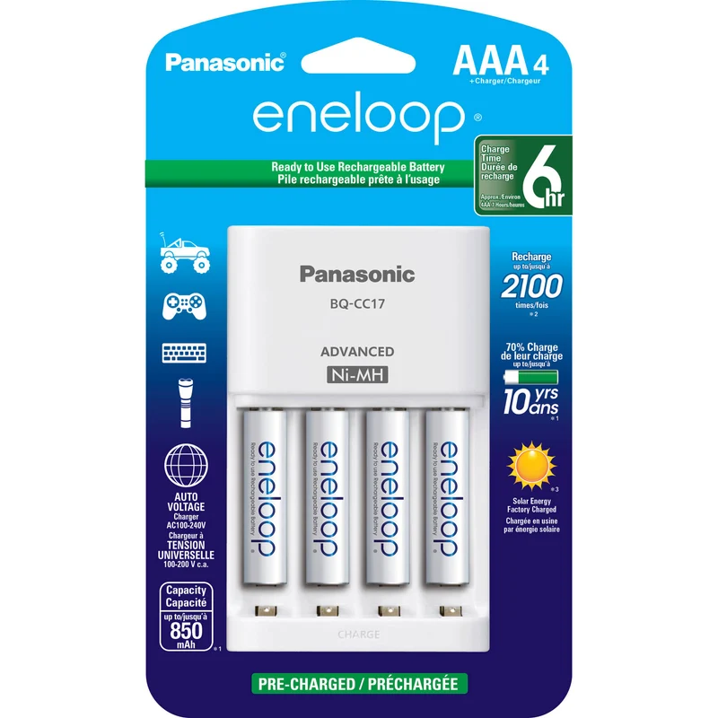 Cargador Panasonic eneloop Kit con 4-Pack AAA Ni-MH