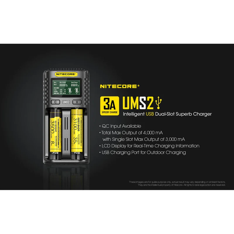 Cargador Nitecore UMS2 Intelligent USB Dual-Slot Superb