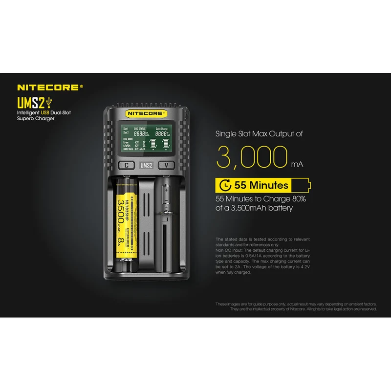 Cargador Nitecore UMS2 Intelligent USB Dual-Slot Superb