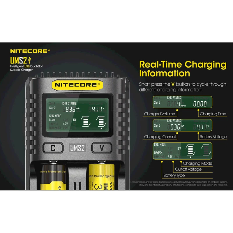 Cargador Nitecore UMS2 Intelligent USB Dual-Slot Superb