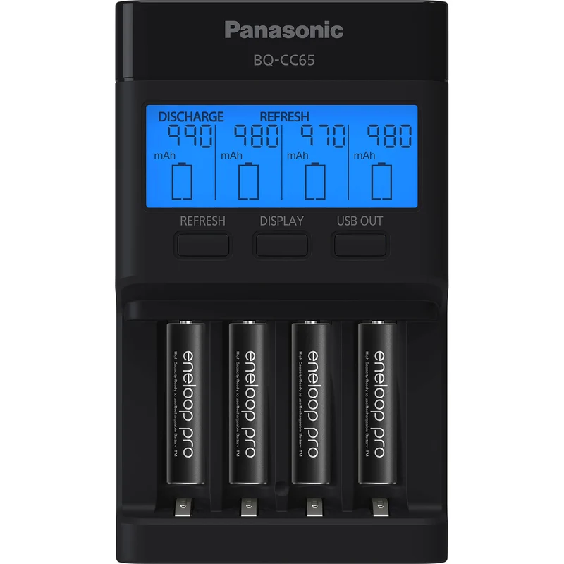 Cargador Panasonic BQ-CC65 Quick con 4 AAA eneloop pro