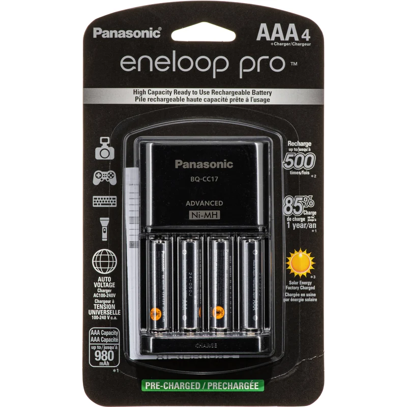 Cargador Panasonic eneloop Pro recargables AAA Ni-MH con (900mAh, 4-Pack)