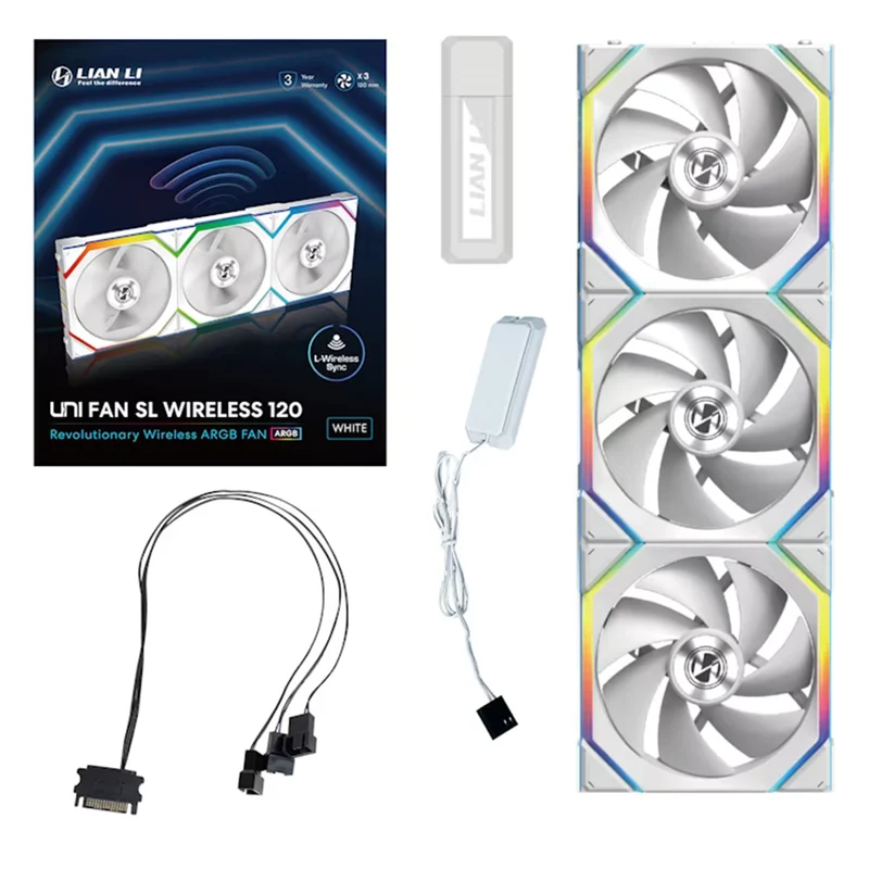 Lian Li UNI SL WIRELESS RGB 120 mm Blanc (Pack de 3)