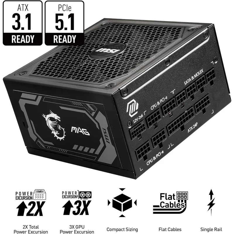MSI MAG A1250GL PCIE5 80PLUS Gold 1250W