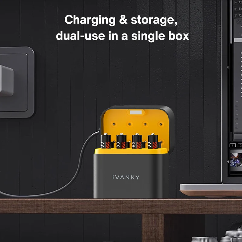 Cargador iVANKY Portable Charging Case con 8-Pack AAA recargables Lithium-Ion