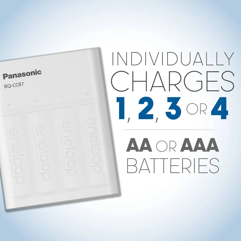Cargador Panasonic Four Position eneloop Mobile Boost Kit con (AA, 4-Pack)