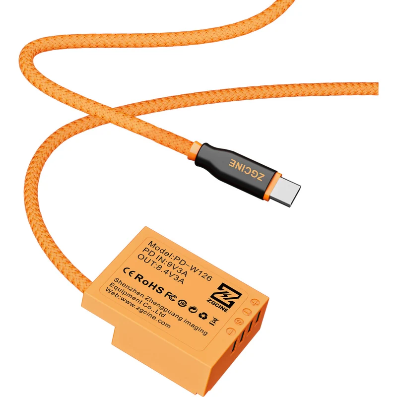 Adaptador de Corriente ZGCINE PD-W126 USB-C to NP-W126 Braided Dummy Cable (23.6")