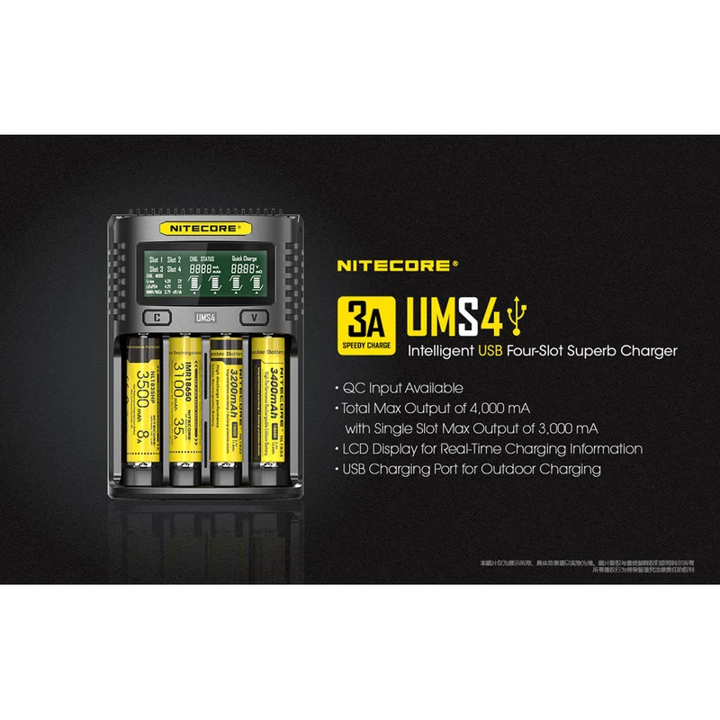 Cargador Nitecore UMS4 Intelligent USB Four-Slot Superb